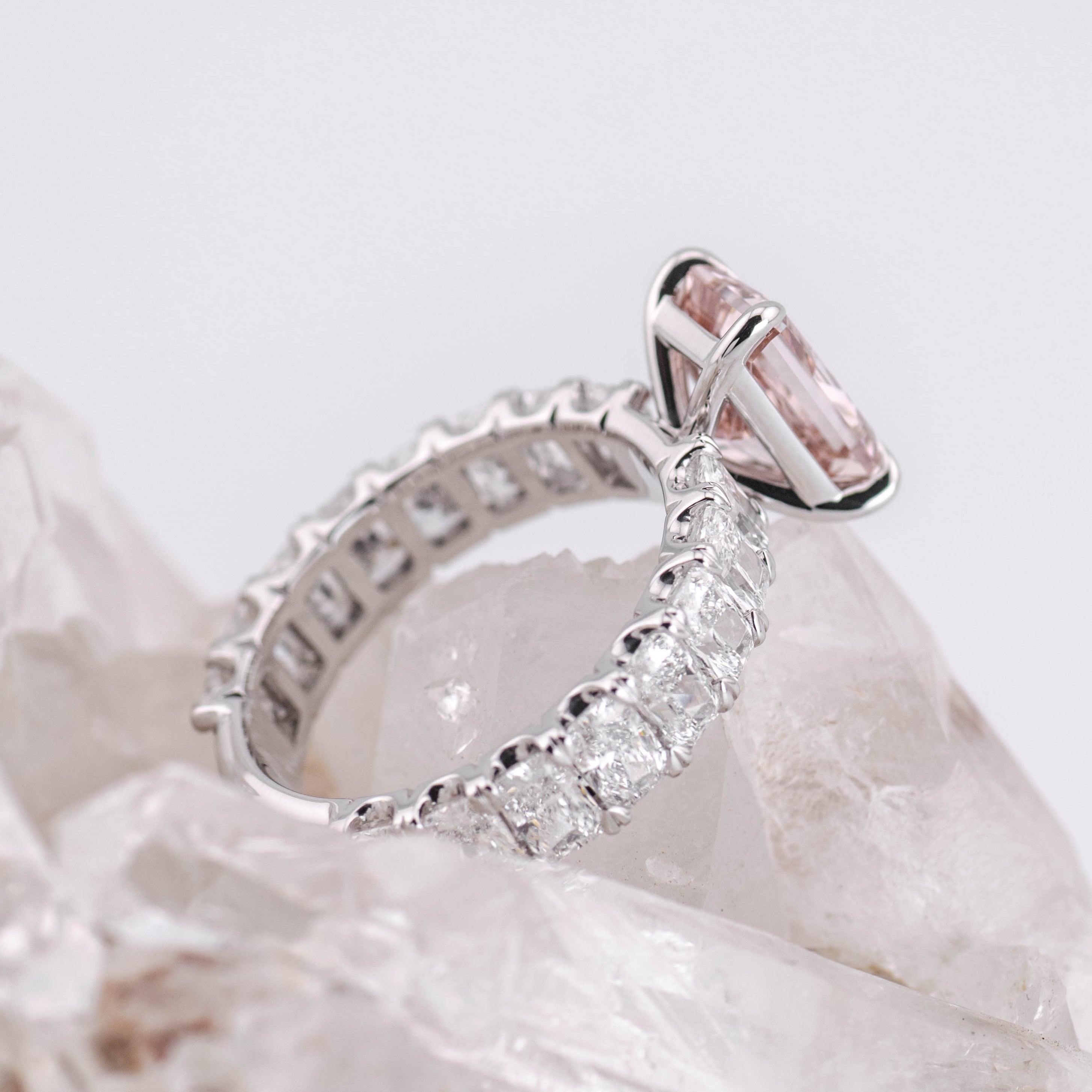 (Ready to Ship Size L) Custom 2.06ct Fancy Vivid Brownish Pink Lab Diamond Ring in 18k White Gold