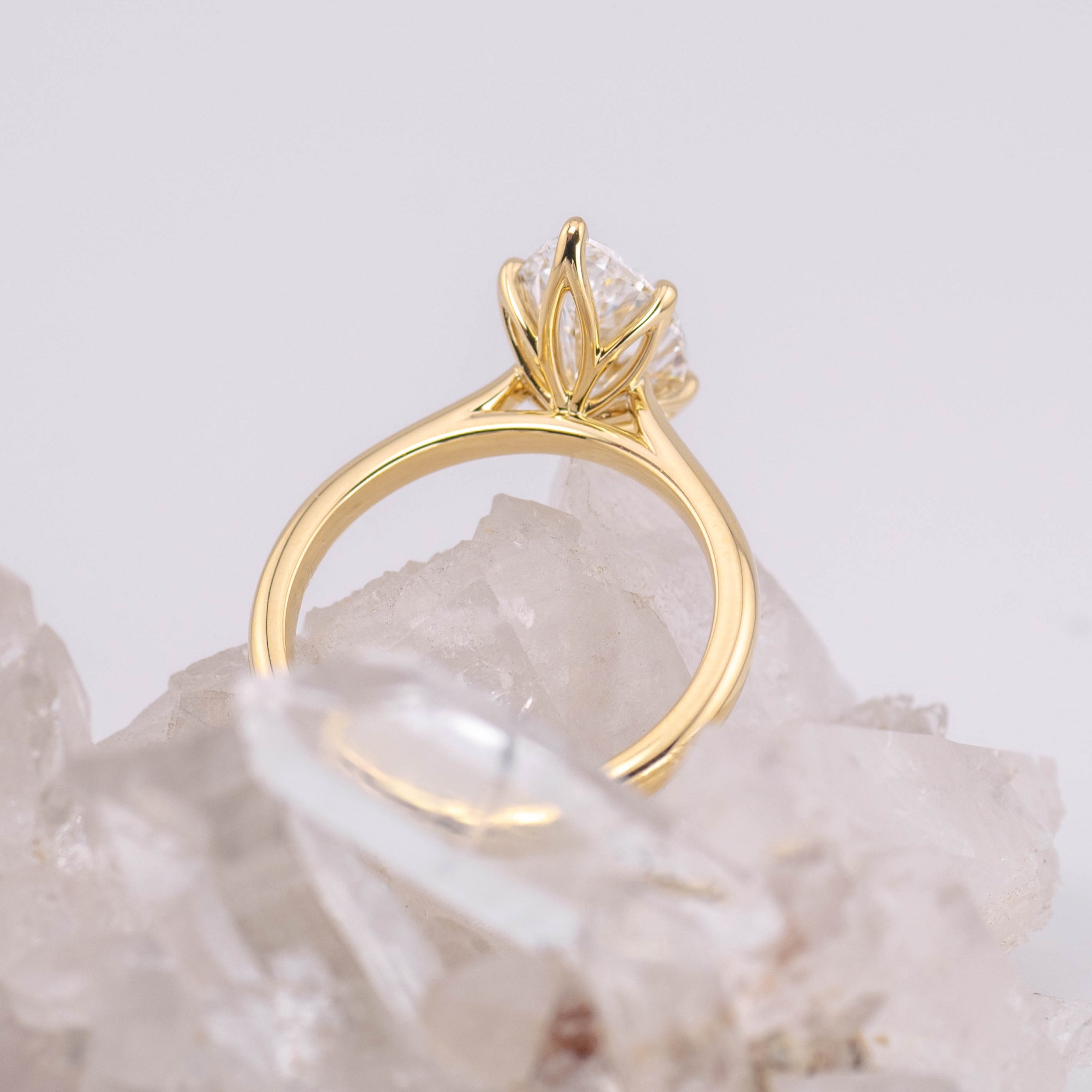 (Ready to Ship Size N) - Petal Marquise – 6 Claw 2.58ct E VVS2 Marquise Solitaire in 18k Yellow Gold