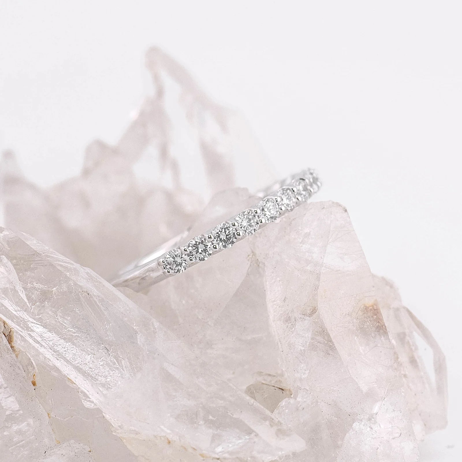 (Ready to Ship M) Madison 2mm 1/2 Band Wedding/Eternity Ring 18k White Gold