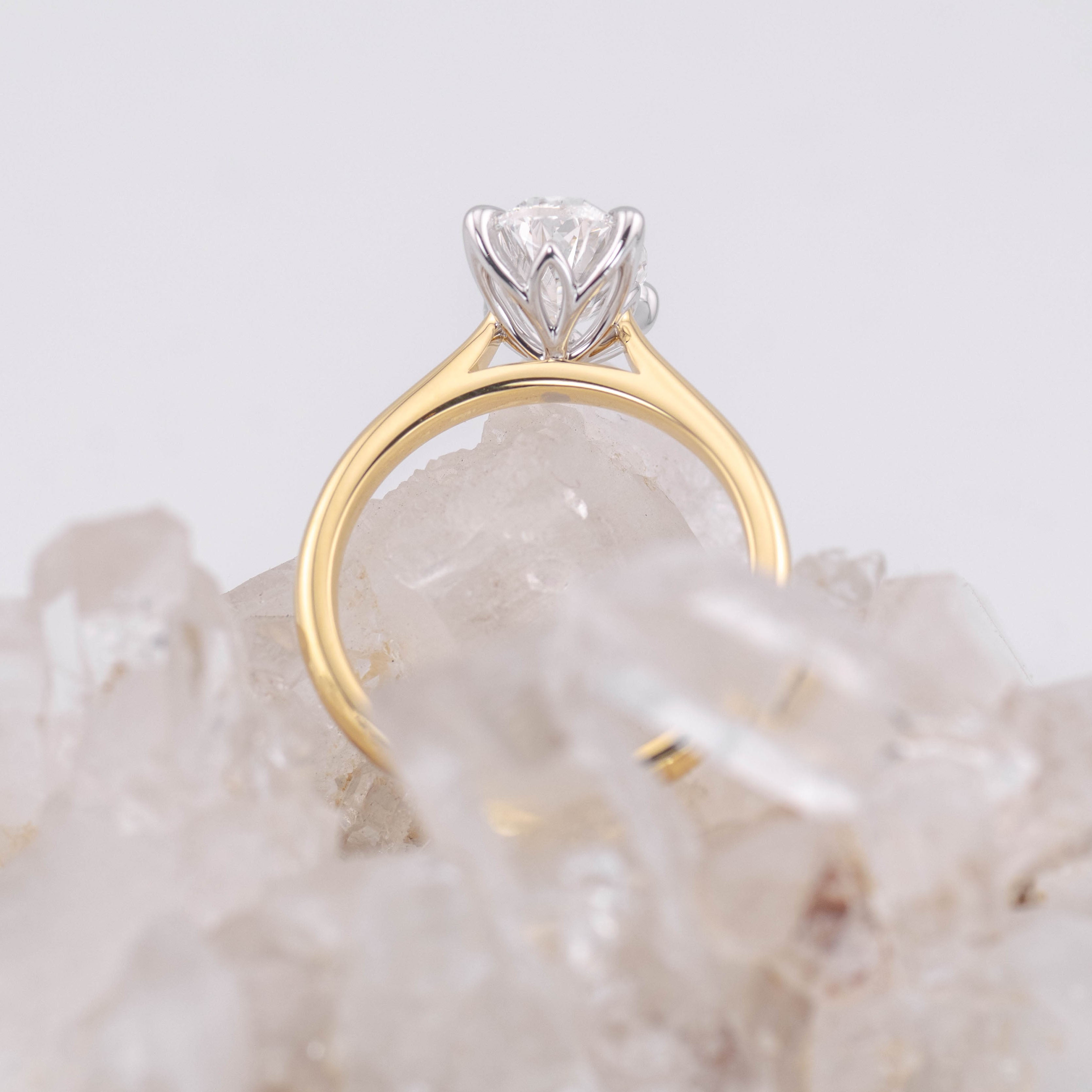 Oval Petal 2.0 – 4 Claw Petal Basket 2ct D VVS2 Oval Solitaire in 18k Gold
