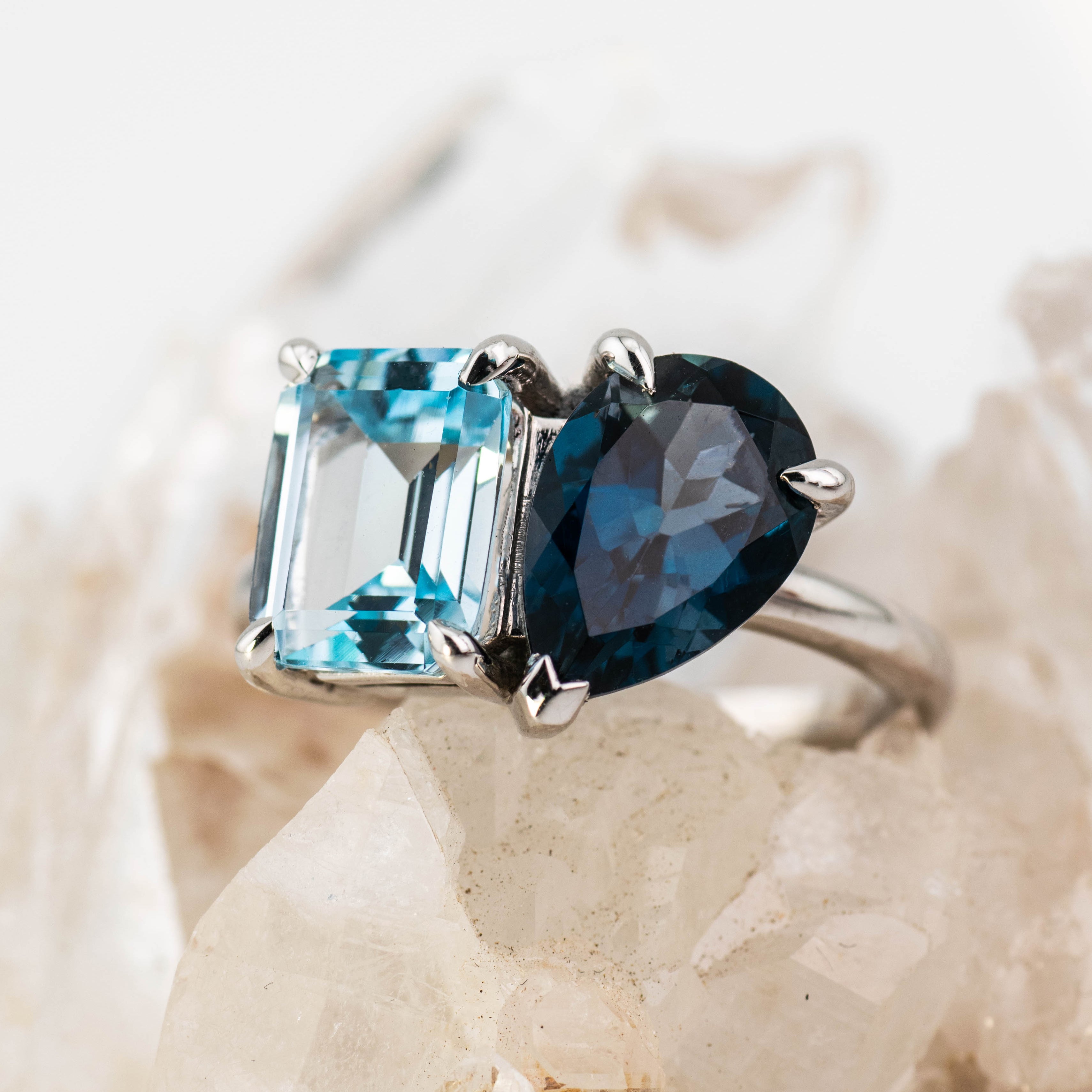 Rachel – Gemstone Toi et Moi Ring (in stock size R)