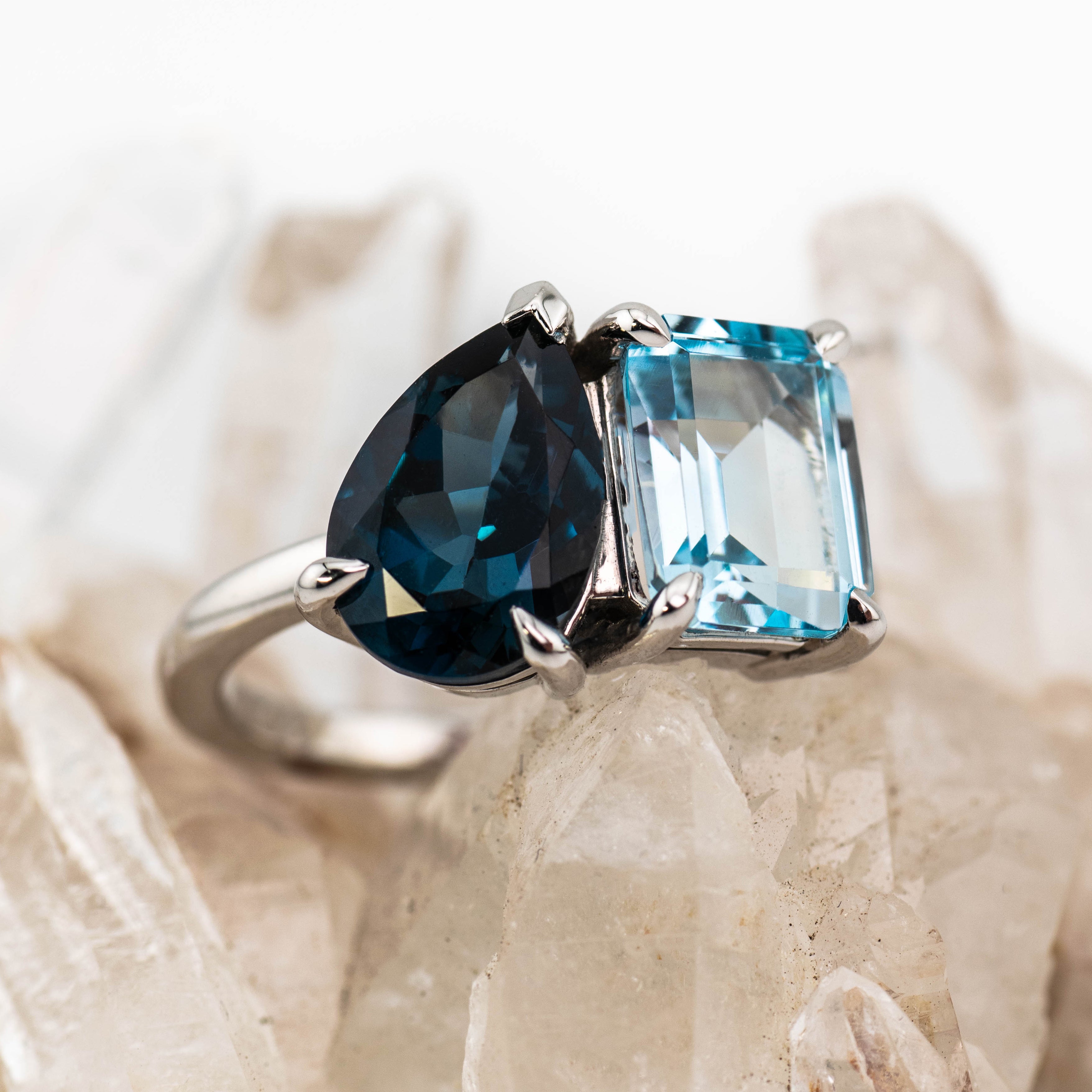 Rachel – Gemstone Toi et Moi Ring (in stock size R)