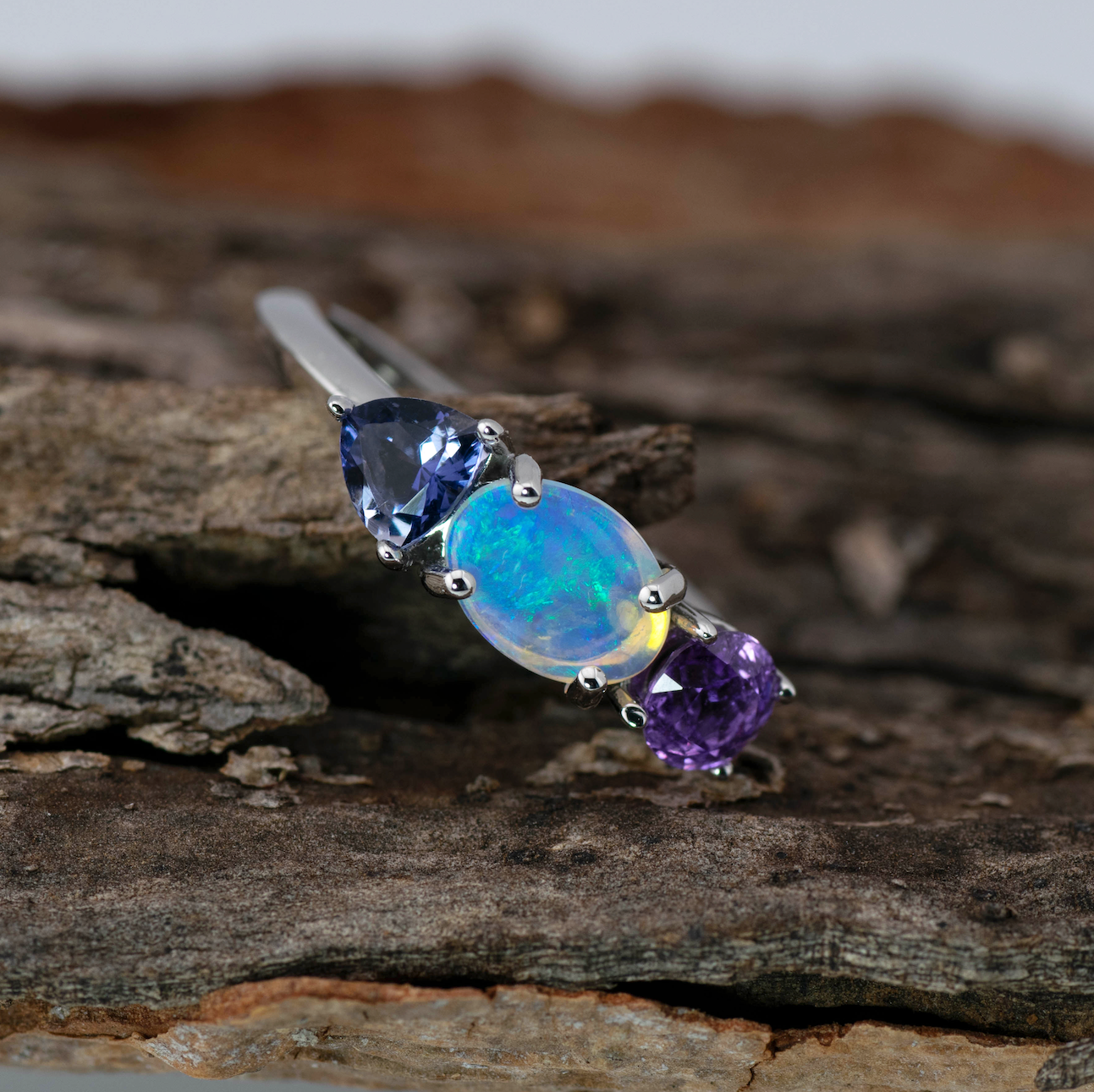 Indigo – Opal & Gemstone Cluster Ring (in stock size O)