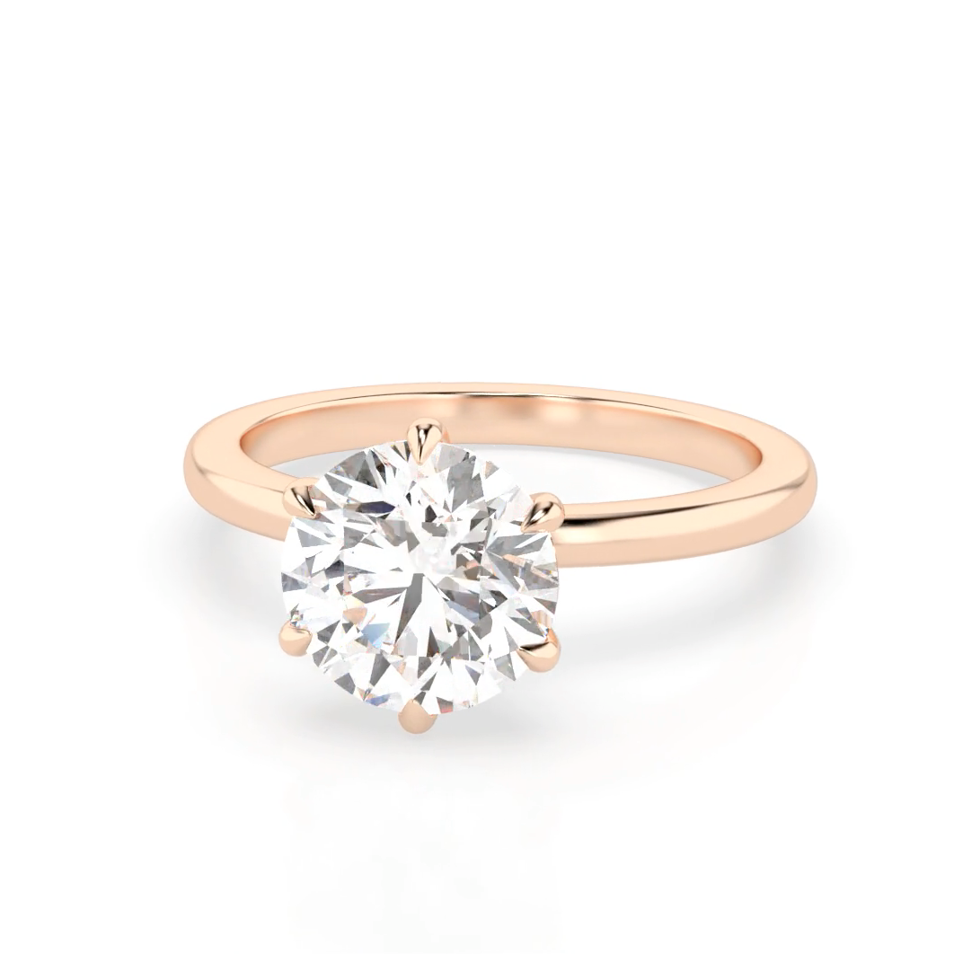 Billie 3.0 – 6 Claw 3ct Round Solitaire (Made to Order) F Colour VVS2 (Custom Size)