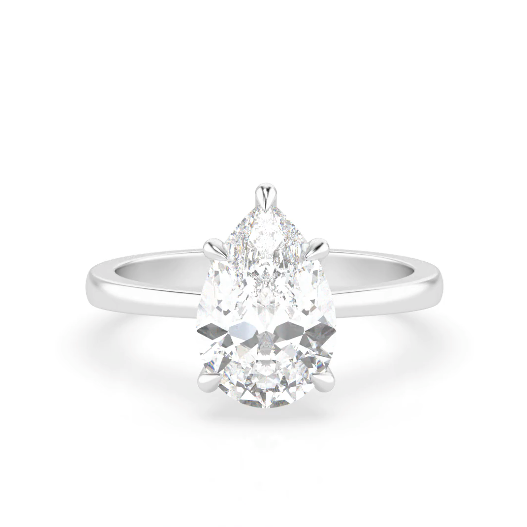 Olivia 3.0 – 5 Claw 3ct Pear Solitaire (Made to Order) F Colour VVS2 + Custom Wedder