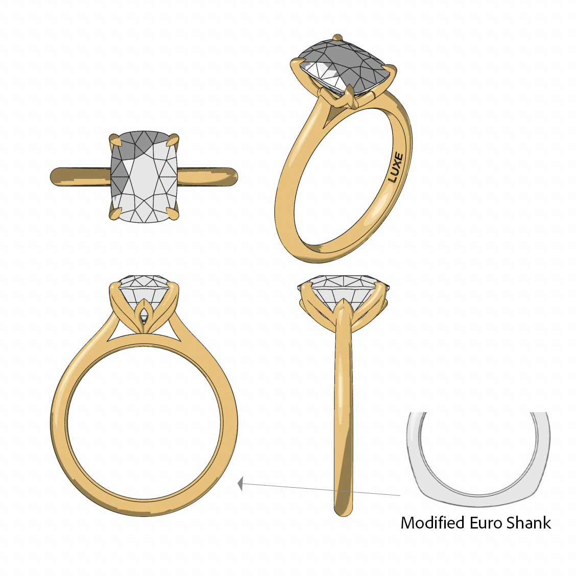Petal Elongated Cushion – Elongated Cushion Solitaire in 18k Yellow Gold