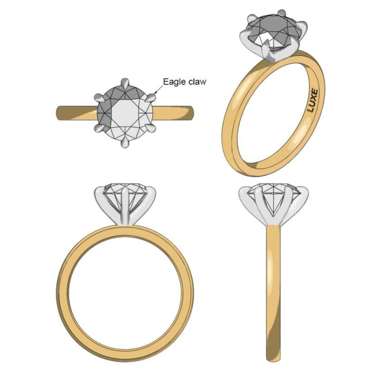 Custom - 6 Claw Billie Round Solitaire