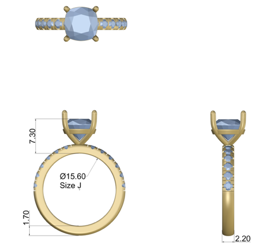 Cushion 2.0 – 4 Claw 2ct Cushion Solitaire (Made to Order) F Colour VVS2