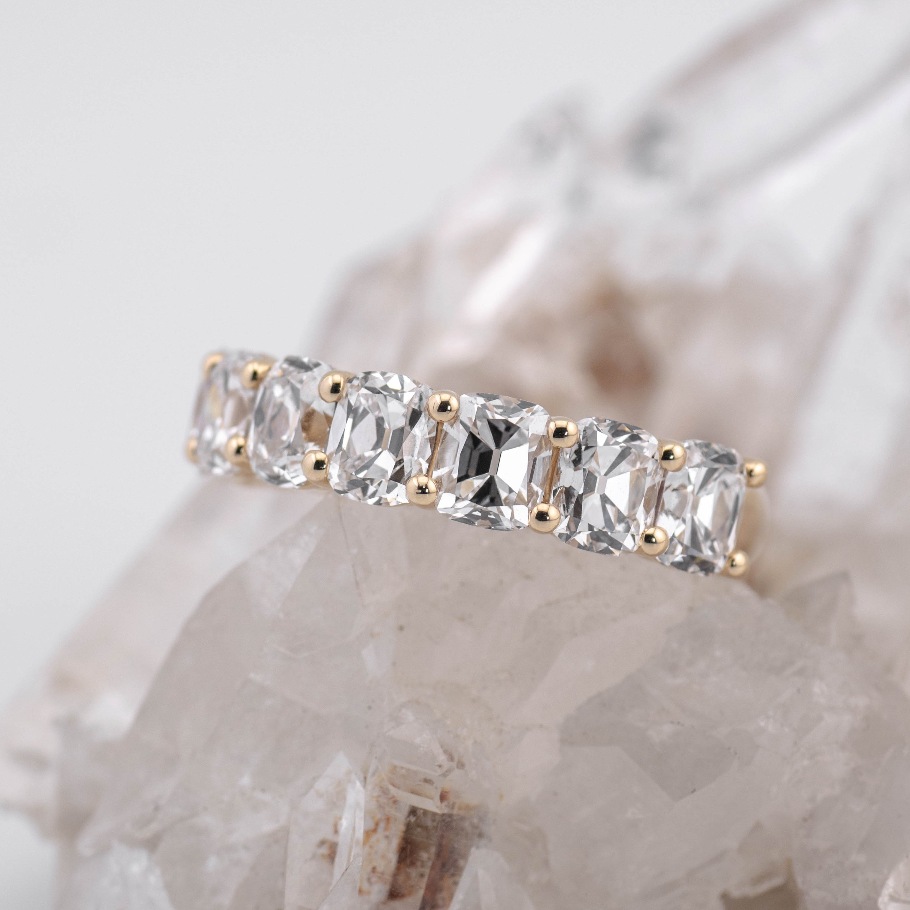 (Ready to Ship Size O) - 4.04ct Old Mine Wedding/Eternity Ring in 14k