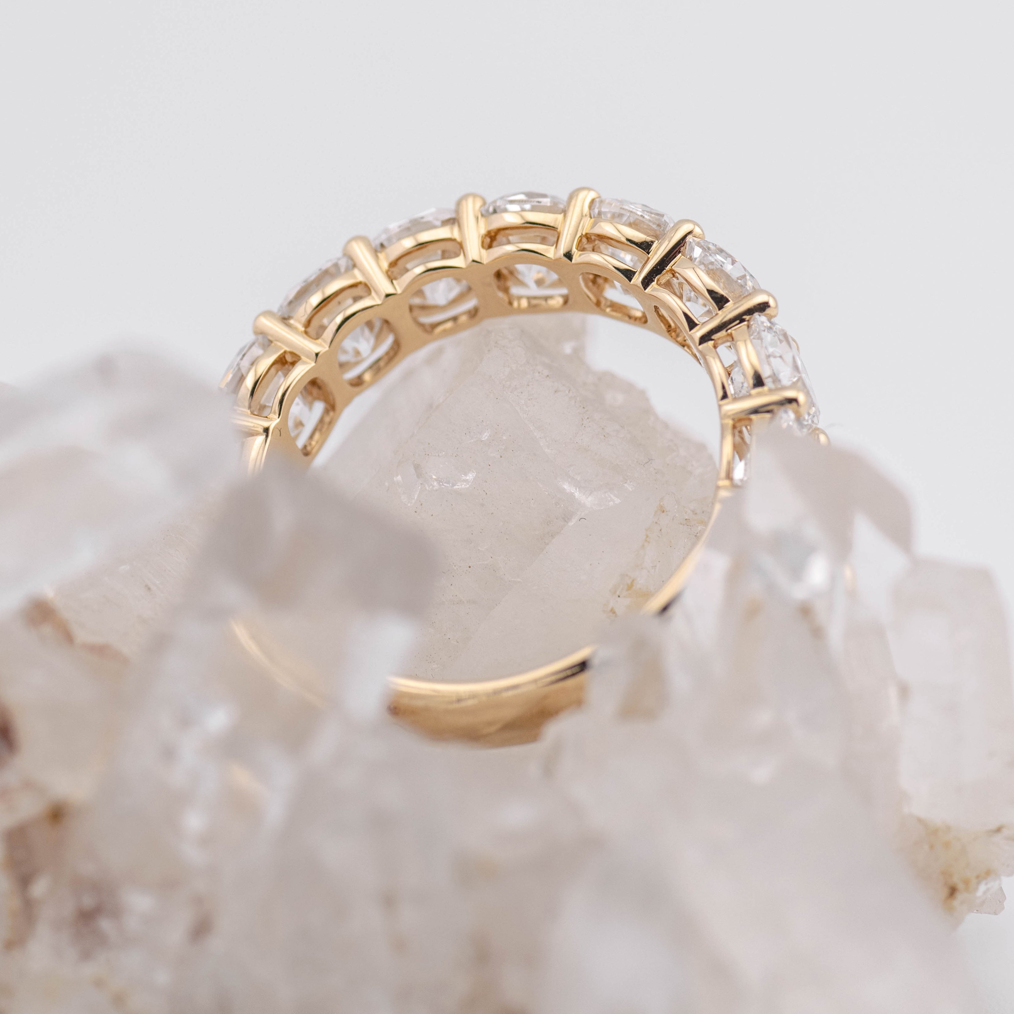 (Ready to Ship Size M) - 4.10ct Old Mine Wedding/Eternity Ring in 14k
