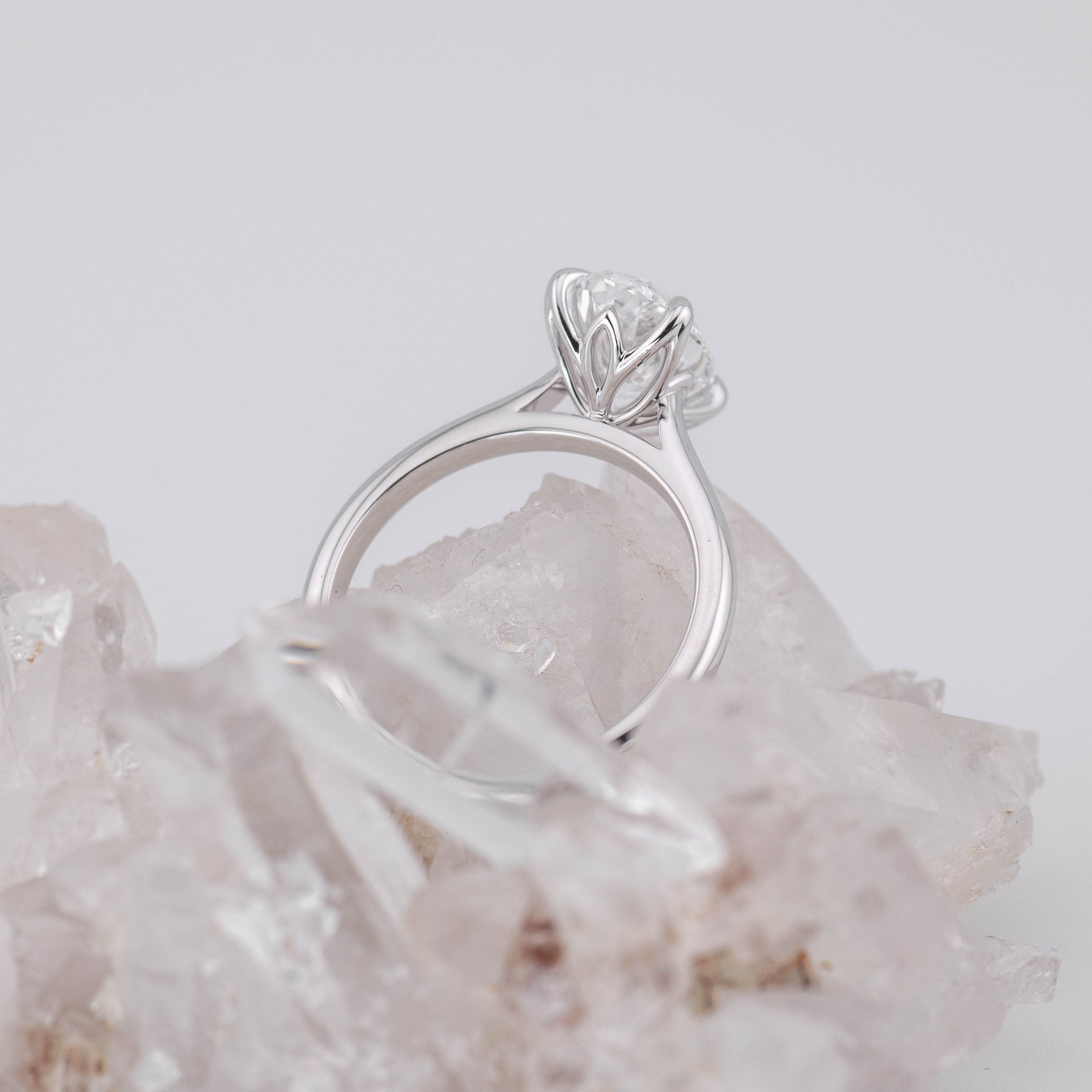 Custom Oval Petal 2.0 – 4 Claw 2ct Oval Solitaire with Petal Basket (Made to Order) D Colour VVS2